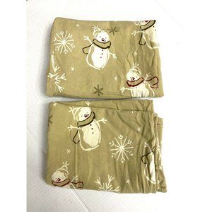 Cotton Flannel Pillowcases Qty 2  Snowflake Snowman